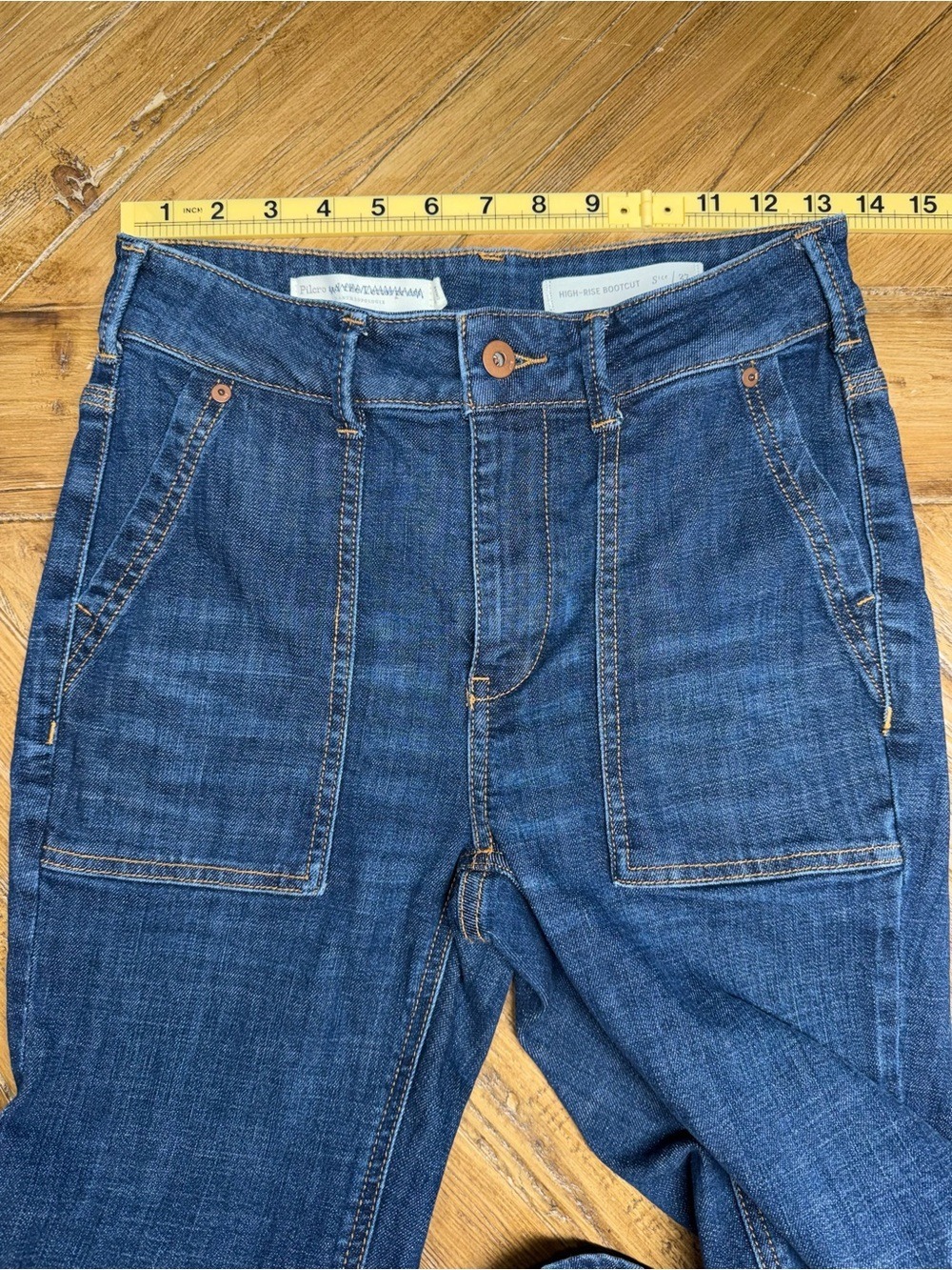 Pilcro Anthropologie Utility Patch Pocket‎ High Waist Bootcut Jeans 27 - Picture 3 of 15
